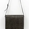 Medium crossbody handtas in croco black olive
