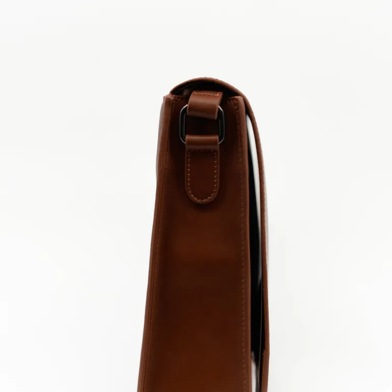Medium crossbody handtas in cognac nappaleer