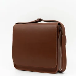 Medium crossbody handtas in cognac nappaleer