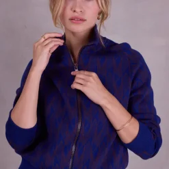 Sparta grafische vest in royal blue en fig