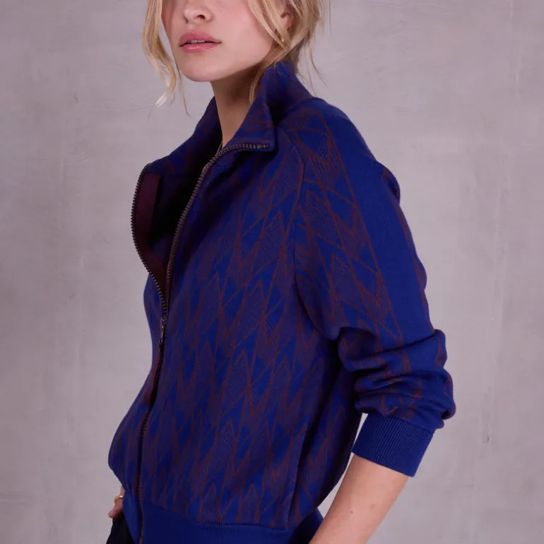 Sparta grafische vest in royal blue en fig