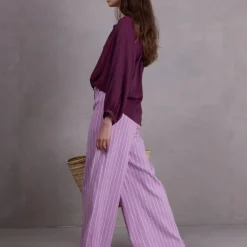 Zoella broek in bright lilac stripes