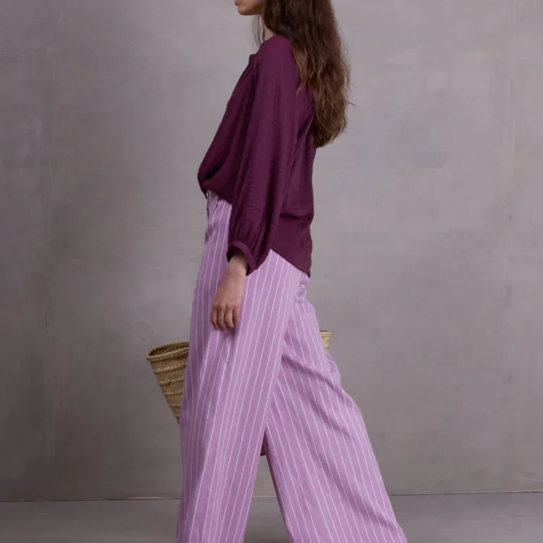 Zoella broek in bright lilac stripes