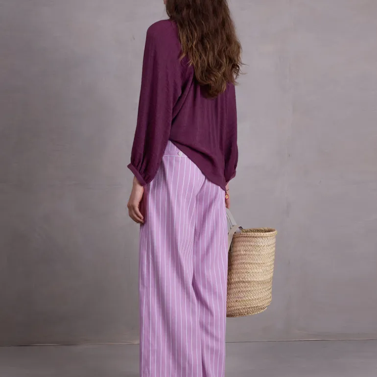 Zoella broek in bright lilac stripes